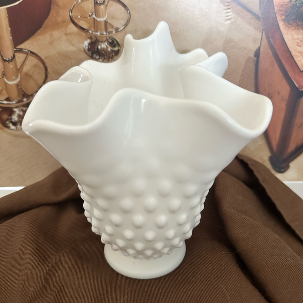 Elegant White Hobnail Vase